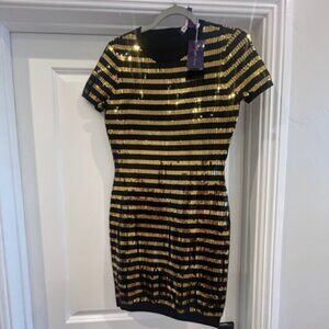 Ralph Lauren Purple Label Black/Gold Sequin Bodycon Dress
